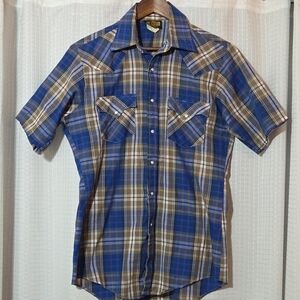 Vintage Holt Pearl Snap Shirt Men’s M Check  Western Single Stitch Made In USA